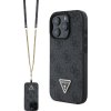 Guess PU 4G Strass Triangle Metal Logo Zadní Kryt + Crossbody Popruh pro iPhone 16 Pro Black