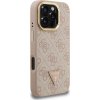 Guess PU 4G Strass Triangle Logo Stand Camera Frame MagSafe Zadní Kryt pro iPhone 16 Pro Pink