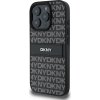 DKNY PU Leather Repeat Pattern Tonal Stripe Zadní Kryt pro iPhone 16 Pro Black