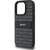 DKNY PU Leather Repeat Pattern Tonal Stripe Zadní Kryt pro iPhone 16 Pro Black
