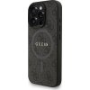 Guess PU Leather 4G Colored Ring Strap MagSafe Zadní Kryt pro iPhone 16 Pro Black