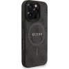 Guess PU Leather 4G Colored Ring Strap MagSafe Zadní Kryt pro iPhone 16 Pro Black