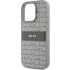 DKNY PU Leather Repeat Pattern Tonal Stripe Zadní Kryt pro iPhone 16 Pro Beige