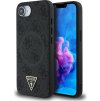 Guess PU 4G Strass Triangle Metal Logo MagSafe Zadní Kryt pro iPhone 16e Black