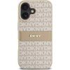 DKNY PU Leather Repeat Pattern Tonal Stripe Zadný Kryt pre iPhone 16 Pink