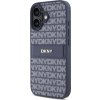 DKNY PU Leather Repeat Pattern Tonal Stripe Zadní Kryt pro iPhone 16 Blue