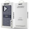 DKNY PU Leather Repeat Pattern Tonal Stripe Zadní Kryt pro iPhone 16 Blue