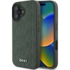 DKNY PU Leather Grid Pattern Magsafe Zadní Kryt pro iPhone 16 Green