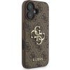 Guess PU 4G Metal Logo Strap Zadní Kryt pro iPhone 16 Brown