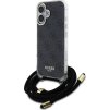 Guess IML 4G Printed Crossbody Popruh Zadní Kryt pro iPhone 16 Black