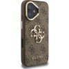 Guess PU 4G Metal Logo Stand Camera Frame Zadní Kryt pro iPhone 16 Brown