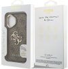 Guess PU 4G Metal Logo Stand Camera Frame Zadní Kryt pro iPhone 16 Brown
