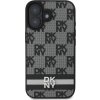 DKNY PU Leather Checkered Pattern and Stripe Zadný Kryt pre iPhone 16 Black