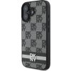 DKNY PU Leather Checkered Pattern and Stripe Zadný Kryt pre iPhone 16 Black