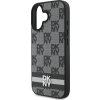 DKNY PU Leather Checkered Pattern and Stripe Zadní Kryt pro iPhone 16 Black