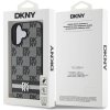 DKNY PU Leather Checkered Pattern and Stripe Zadní Kryt pro iPhone 16 Black