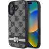 DKNY PU Leather Checkered Pattern and Stripe Zadní Kryt pro iPhone 16 Black