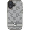 DKNY PU Leather Checkered Pattern and Stripe Zadní Kryt pro iPhone 16 Beige