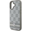 DKNY PU Leather Checkered Pattern and Stripe Zadný Kryt pre iPhone 16 Beige