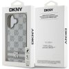 DKNY PU Leather Checkered Pattern and Stripe Zadní Kryt pro iPhone 16 Beige