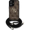 Guess PU 4G Metal Logo Crossbody Popruh Zadní Kryt pro iPhone 16 Brown