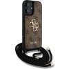 Guess PU 4G Metal Logo Crossbody Popruh Zadní Kryt pro iPhone 16 Brown