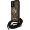 Guess PU 4G Metal Logo Crossbody Popruh Zadní Kryt pro iPhone 16 Brown