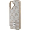 DKNY PU Leather Checkered Pattern and Stripe Zadný Kryt pre iPhone 16 Pink