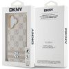 DKNY PU Leather Checkered Pattern and Stripe Zadní Kryt pro iPhone 16 Pink