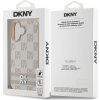 DKNY PU Leather Checkered Pattern and Stripe Zadný Kryt pre iPhone 16 Pink
