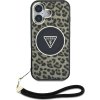 Guess IML Leopard Triangle Logo Strap MagSafe Zadní Kryt pro iPhone 16 Brown