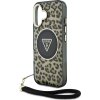 Guess IML Leopard Triangle Logo Strap MagSafe Zadný Kryt pre iPhone 16 Brown