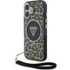 Guess IML Leopard Triangle Logo Strap MagSafe Zadní Kryt pro iPhone 16 Brown