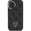 Guess PU 4G Strass Triangle Logo Stand Camera Frame MagSafe Zadní Kryt pro iPhone 16 Black