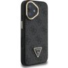Guess PU 4G Strass Triangle Logo Stand Camera Frame MagSafe Zadný Kryt pre iPhone 16 Black