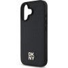 DKNY PU Leather Repeat Pattern Stack Logo MagSafe Zadný Kryt pre iPhone 16 Black