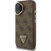 Guess PU 4G Strass Triangle Logo Stand Camera Frame MagSafe Zadný Kryt pre iPhone 16 Brown