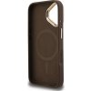Guess PU 4G Strass Triangle Logo Stand Camera Frame MagSafe Zadní Kryt pro iPhone 16 Brown