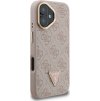 Guess PU 4G Strass Triangle Logo Stand Camera Frame MagSafe Zadní Kryt pro iPhone 16 Pink