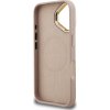 Guess PU 4G Strass Triangle Logo Stand Camera Frame MagSafe Zadní Kryt pro iPhone 16 Pink