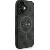 Guess PU Leather 4G Colored Ring Strap MagSafe Zadní Kryt pro iPhone 16 Black