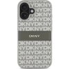 DKNY PU Leather Repeat Pattern Tonal Stripe Zadní Kryt pro iPhone 16 Beige