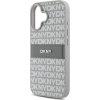 DKNY PU Leather Repeat Pattern Tonal Stripe Zadní Kryt pro iPhone 16 Beige
