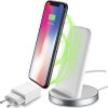 Stojanček pre bezrátové nabíjanie Cellularline Wireless Fast Charger Stand + Fast Charge adaptér 10W, Qi štandard, biely