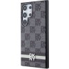 DKNY PU Leather Checkered Pattern and Stripe Zadní Kryt pro Samsung Galaxy S24 Ultra Black