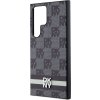 DKNY PU Leather Checkered Pattern and Stripe Zadní Kryt pro Samsung Galaxy S24 Ultra Black