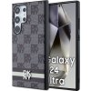 DKNY PU Leather Checkered Pattern and Stripe Zadní Kryt pro Samsung Galaxy S24 Ultra Black