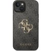 Guess PU 4G Metal Logo Zadný Kryt pre iPhone 15 Grey