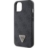 Guess PU 4G Strass Triangle Metal Logo Zadný Kryt pre iPhone 15 Black