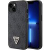 Guess PU 4G Strass Triangle Metal Logo Zadný Kryt pre iPhone 15 Black